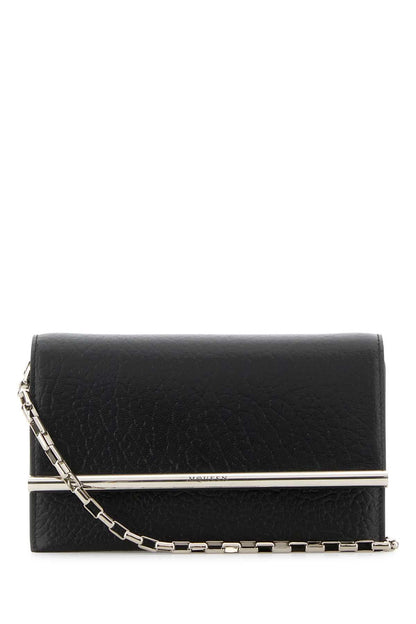 Alexander Mcqueen Women Black Leather Mini Cross-Bar Clutch by Luosophy