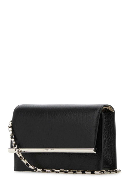Alexander Mcqueen Women Black Leather Mini Cross-Bar Clutch by Luosophy