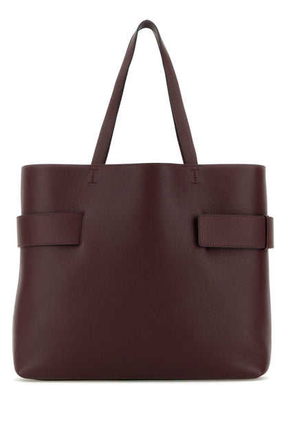 Alexander Mcqueen Women Tyrian Purple Leather T-Bar Shopping Bag by Luosophy