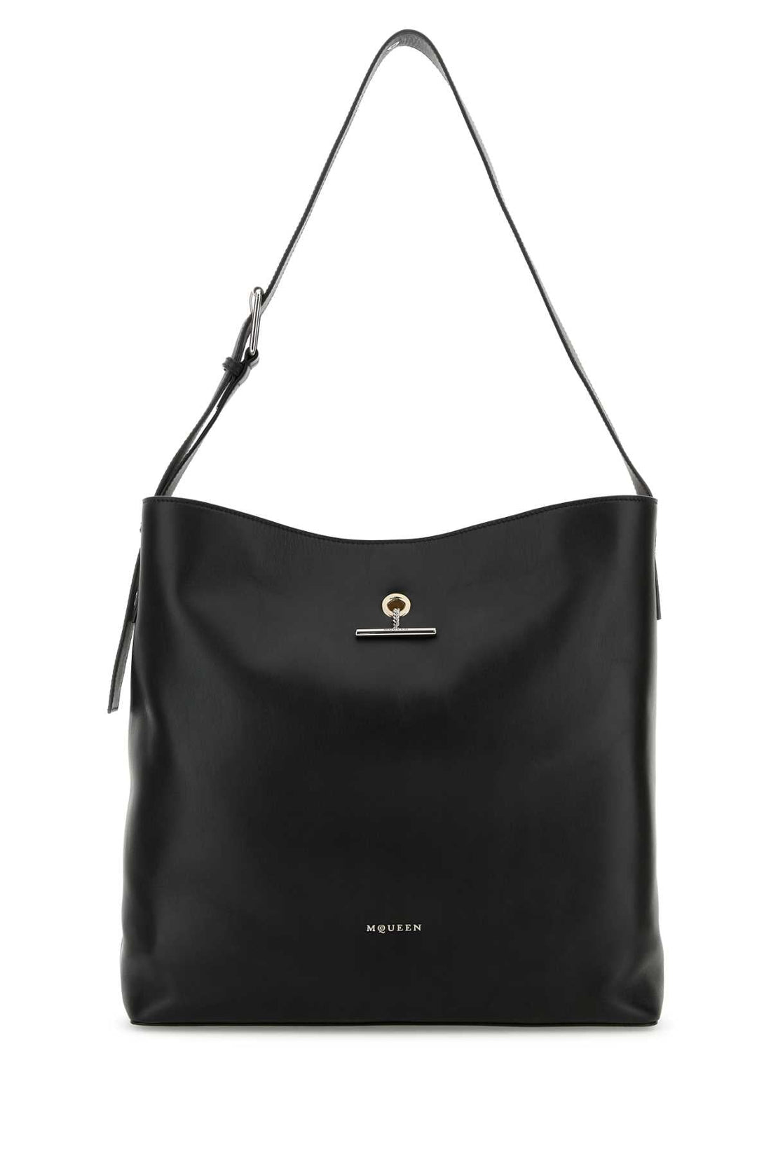Alexander Mcqueen Men Black Leather Pendant Shopping Bag by Luosophy