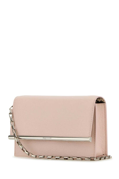 Alexander Mcqueen Women Pink Leather Mini Cross-Bar Clutch by Luosophy