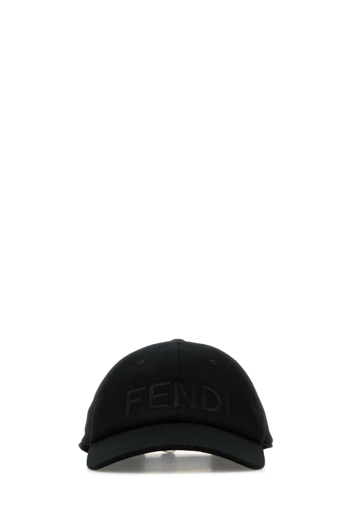 Fendi Men Black Stretch Cotton Baseball Cap by Luosophy