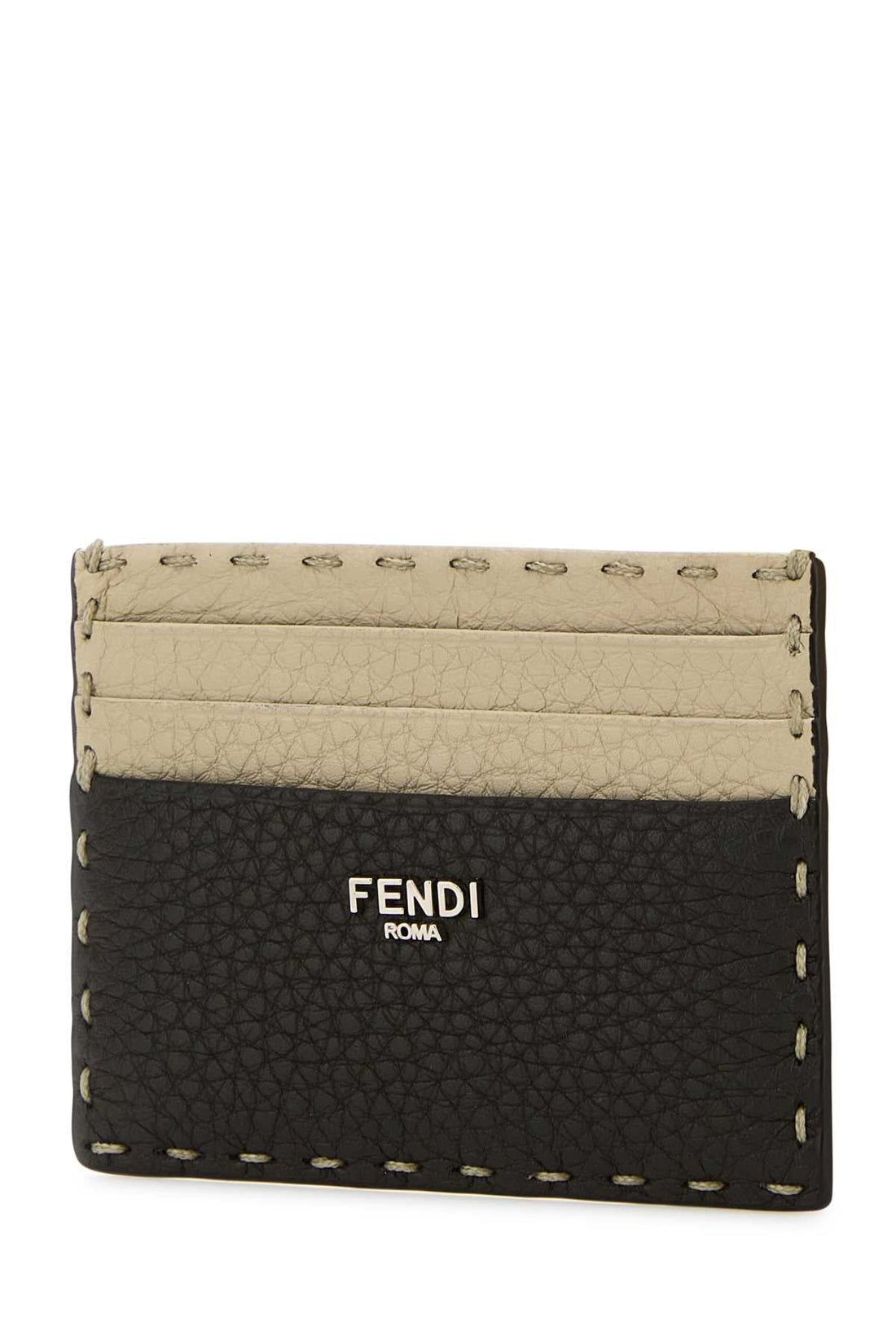 Fendi Men Two-Tone Leather Sellerie Card Holder by Luosophy
