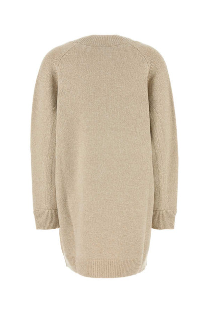 Versace Women Melange Beige Wool Blend Sweater Dress by Luosophy