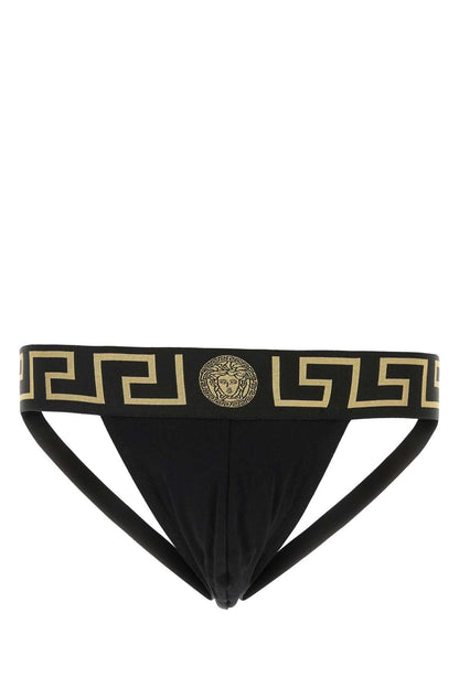 Versace Men Black Stretch Cotton Brief 