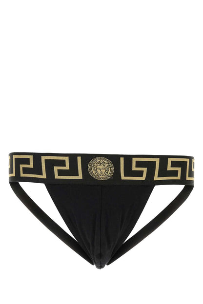 Versace Men Black Stretch Cotton Brief by Luosophy