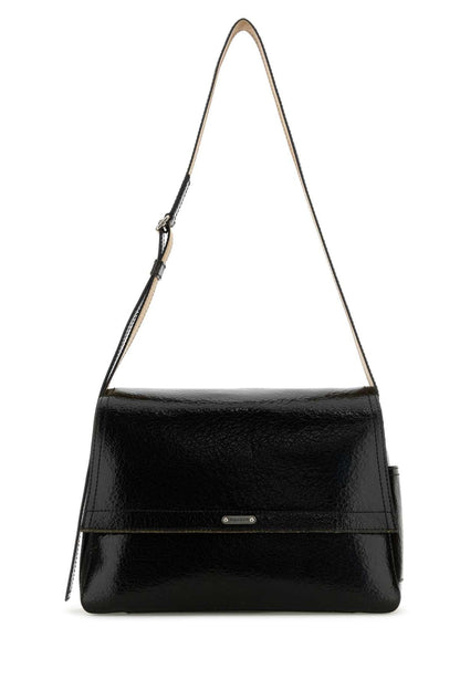 Alexander Mcqueen Men Black Leather The Slouch Crossbody Bag by Luosophy