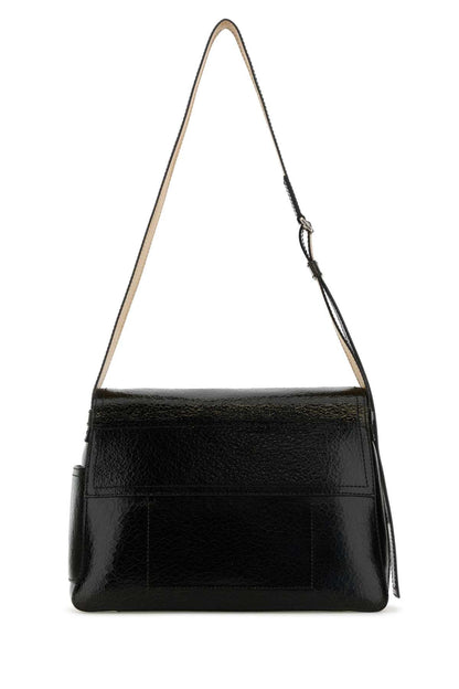 Alexander Mcqueen Men Black Leather The Slouch Crossbody Bag by Luosophy