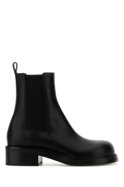 Bottega Veneta Women Black Leather Cliff Ankle Boots by Luosophy