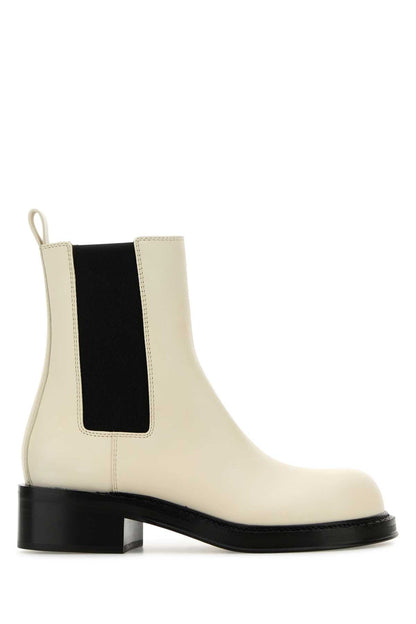 Bottega Veneta Women Ivory Leather Cliff Ankle Boots by Luosophy