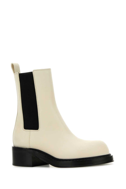 Bottega Veneta Women Ivory Leather Cliff Ankle Boots by Luosophy