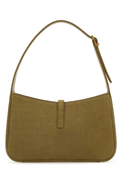 Saint Laurent Women Sage Green Suede Le 5 A 7 Shoulder Bag by Luosophy