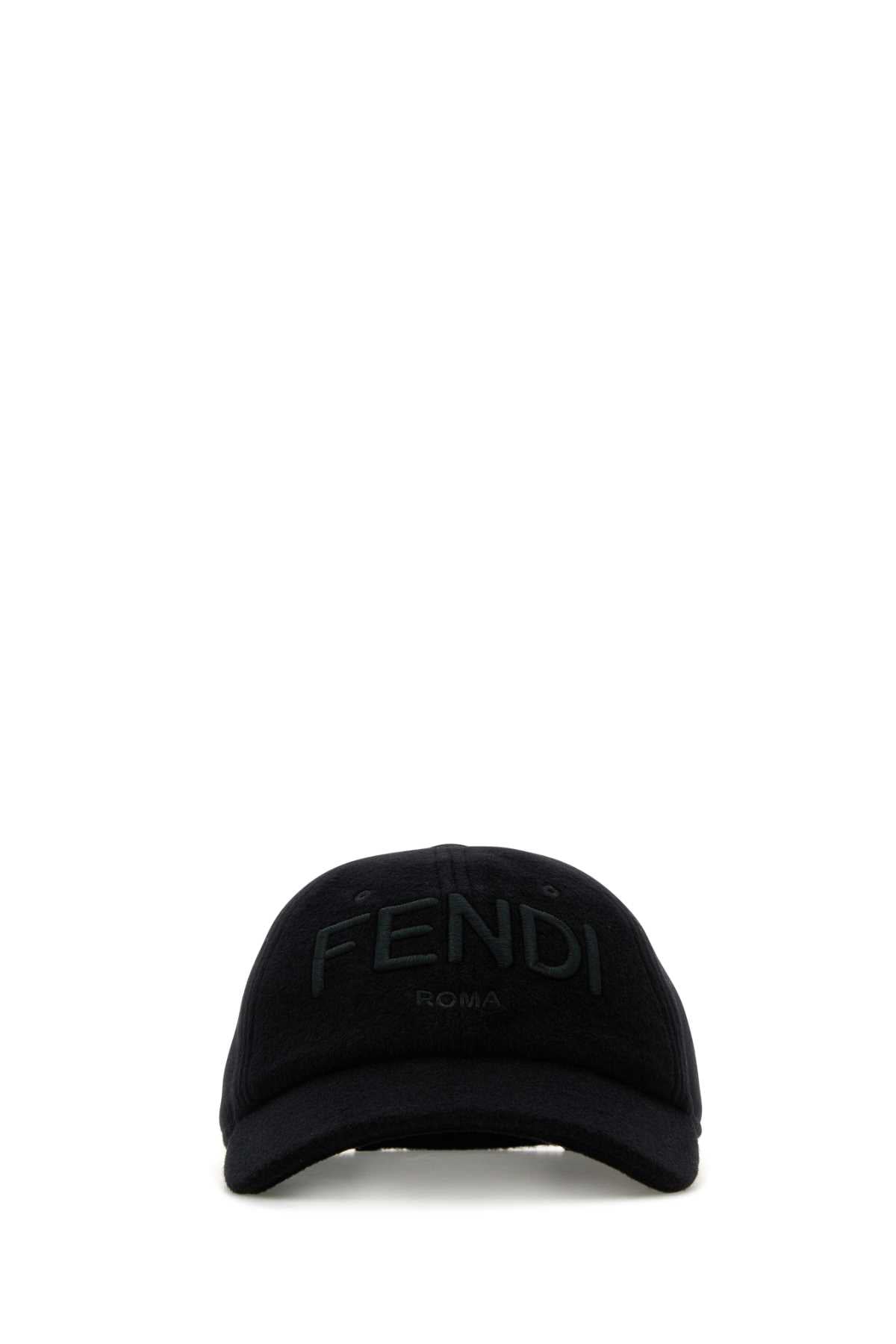 Fendi Men Black Wool Blend Baseball Cap by Luosophy