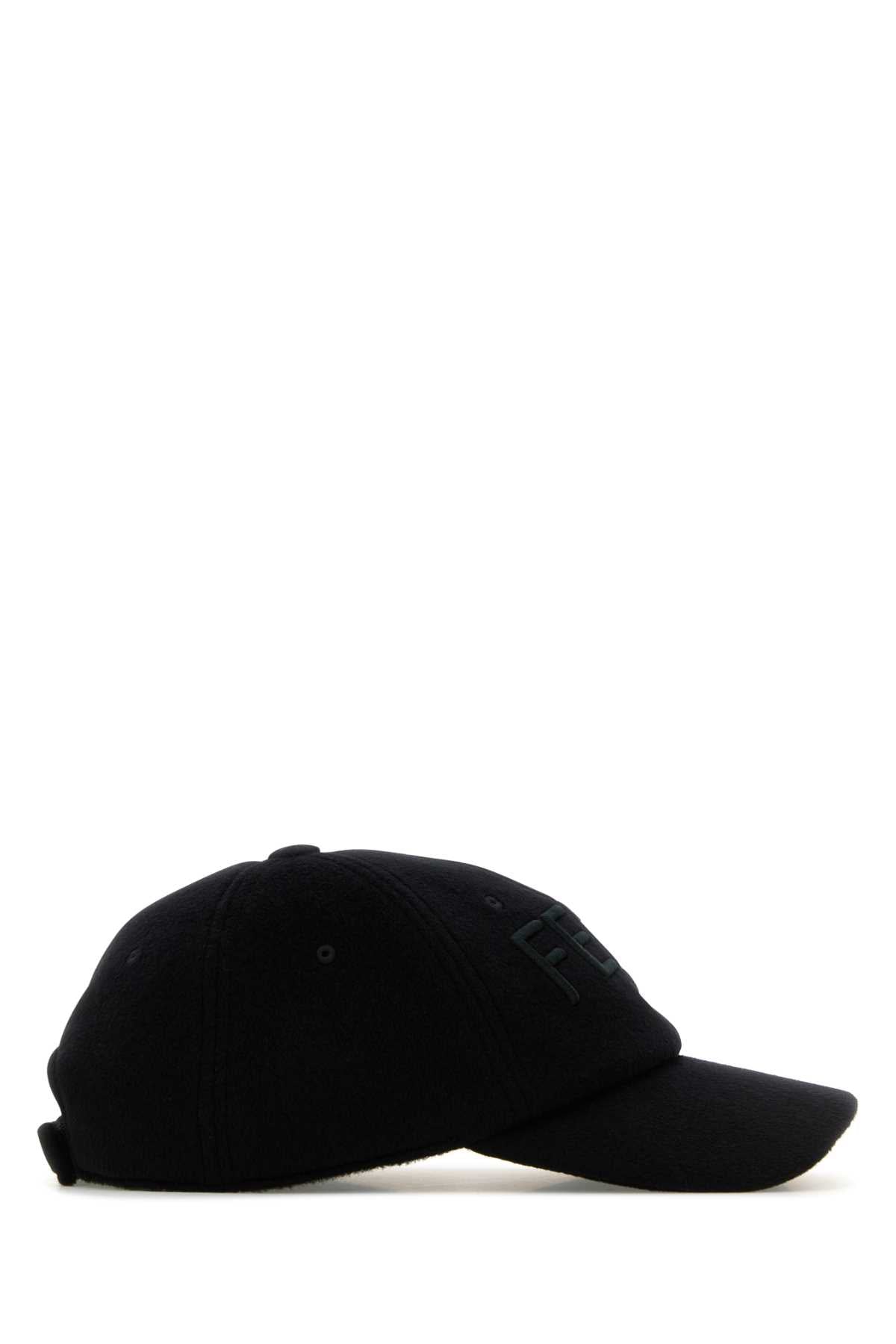 Fendi Men Black Wool Blend Baseball Cap by Luosophy