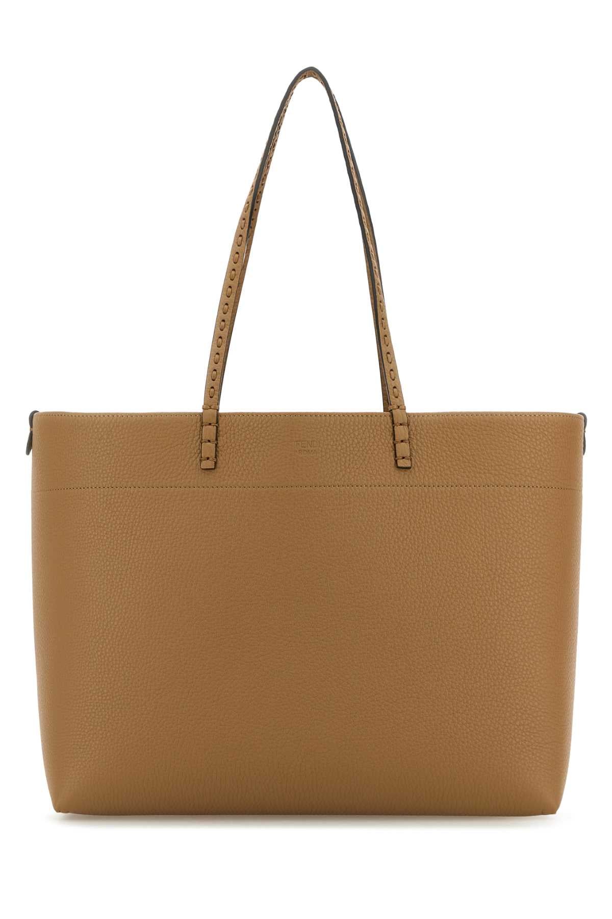 Fendi Women Camel Leather Roll Shopping Bag by Luosophy