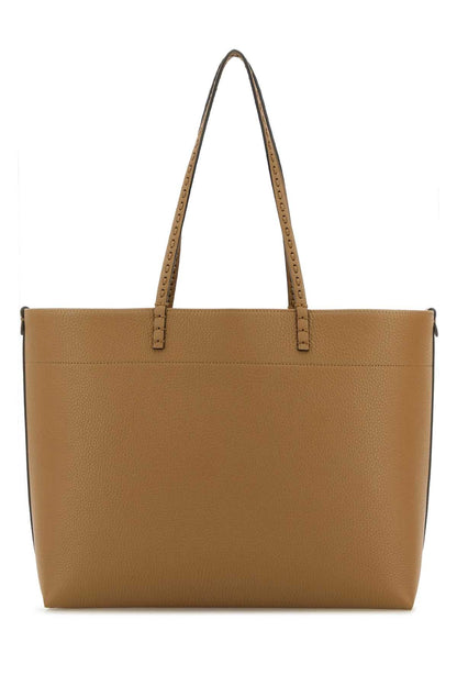 Fendi Women Camel Leather Roll Shopping Bag by Luosophy