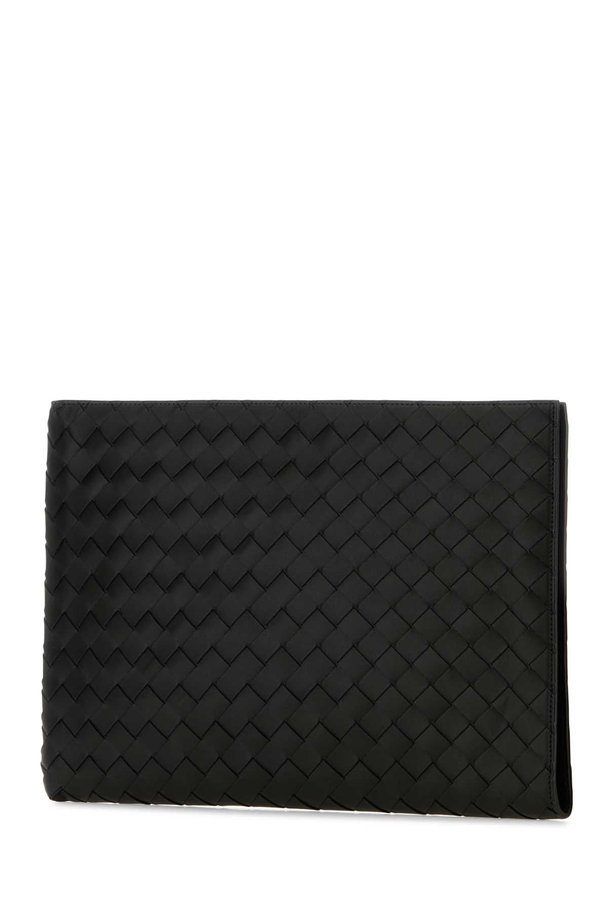 Bottega Veneta Men Black Leather Intrecciato Clutch by Luosophy