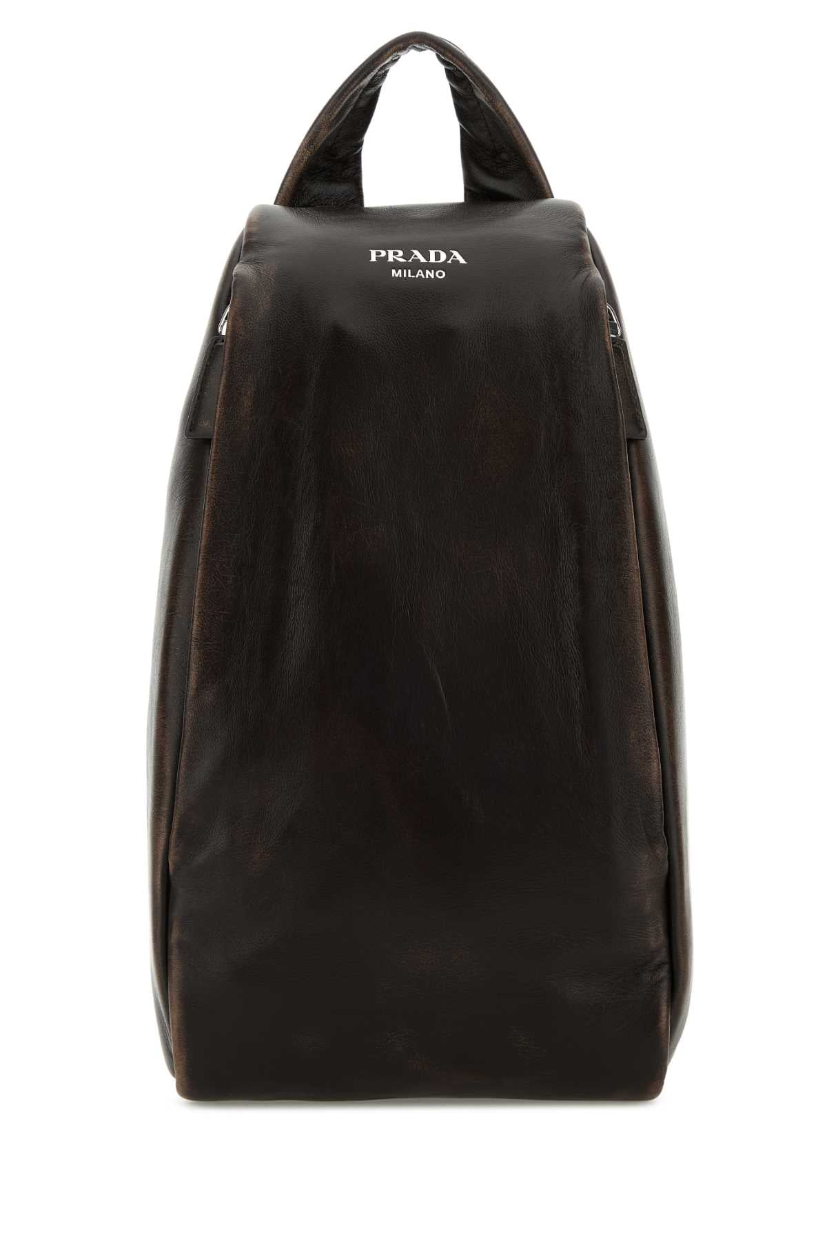 Prada Men Dark Brown Nappa Leather Backpack by Luosophy