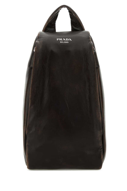 Prada Men Dark Brown Nappa Leather Backpack by Luosophy