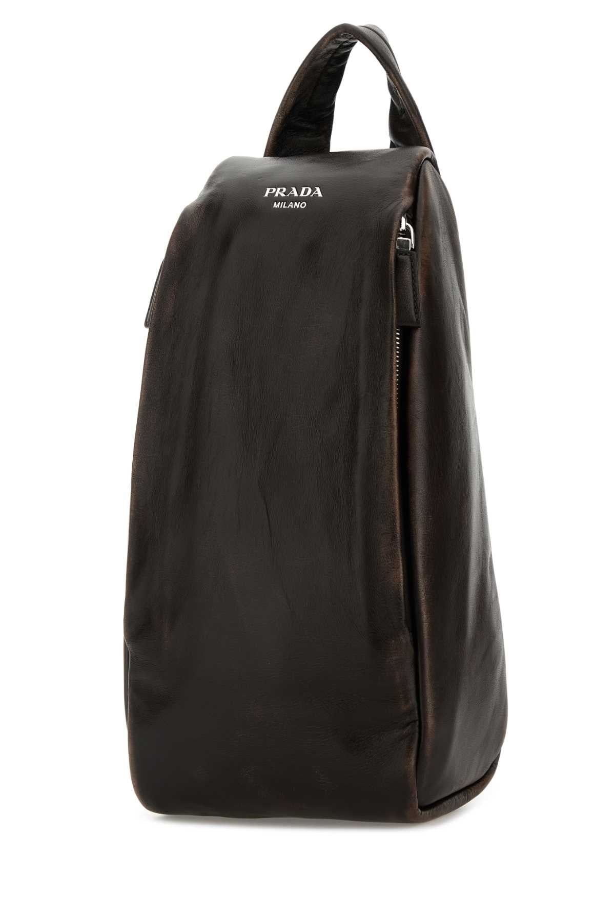 Prada Men Dark Brown Nappa Leather Backpack by Luosophy