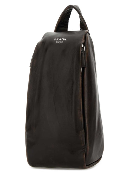 Prada Men Dark Brown Nappa Leather Backpack by Luosophy