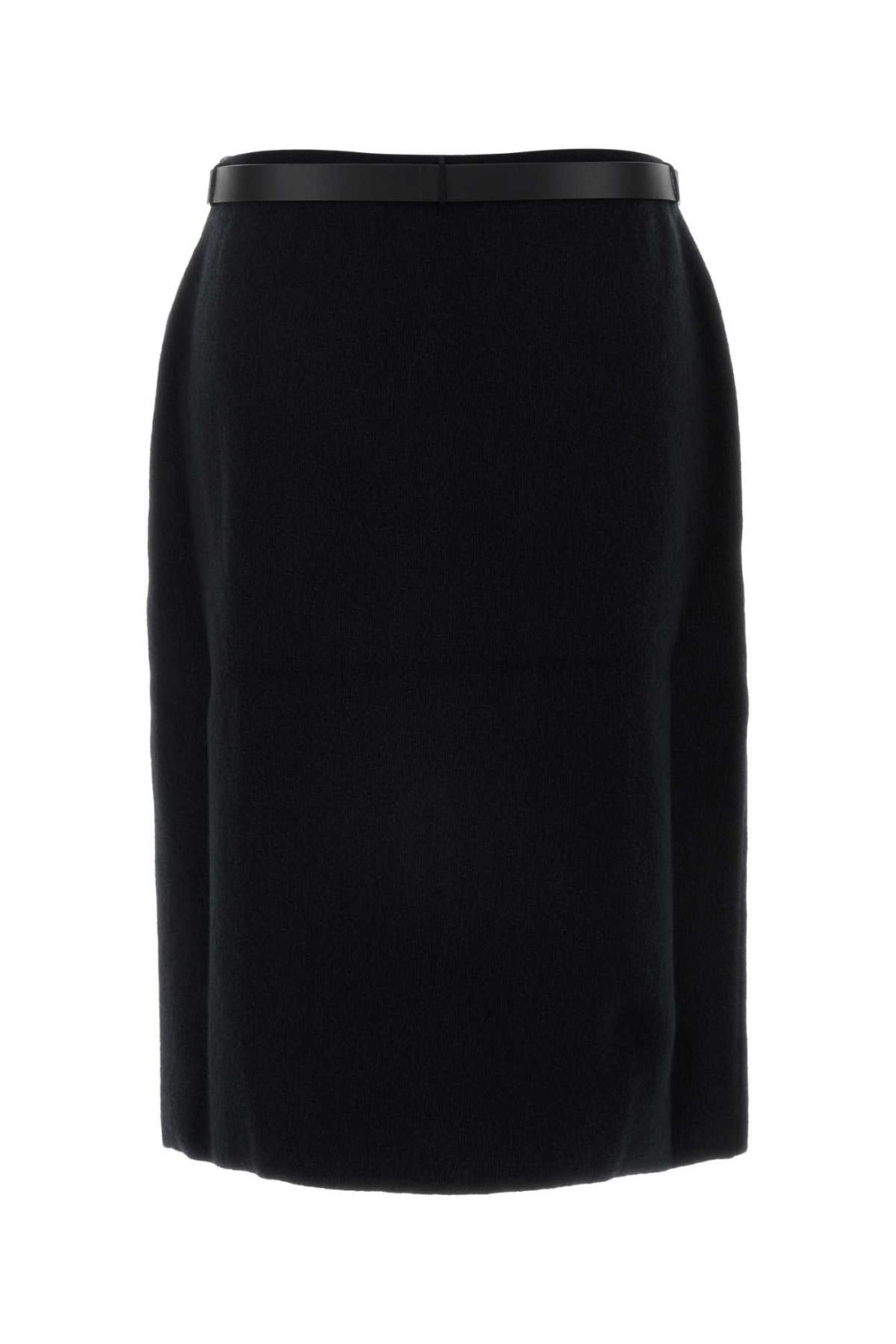 Salvatore Ferragamo Women Black Stretch Wool Blend Skirt by Luosophy