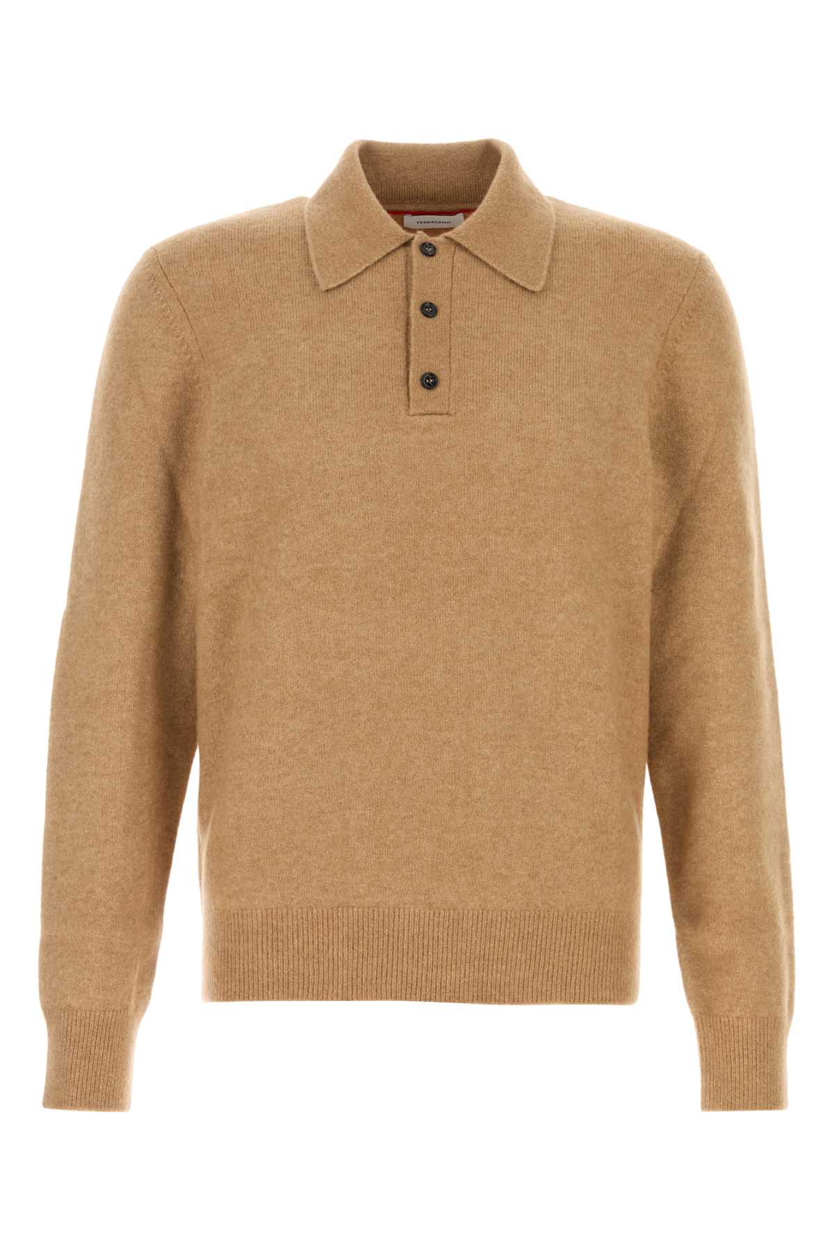 Salvatore Ferragamo Men Stretch Camel Blend Polo Shirt by Luosophy