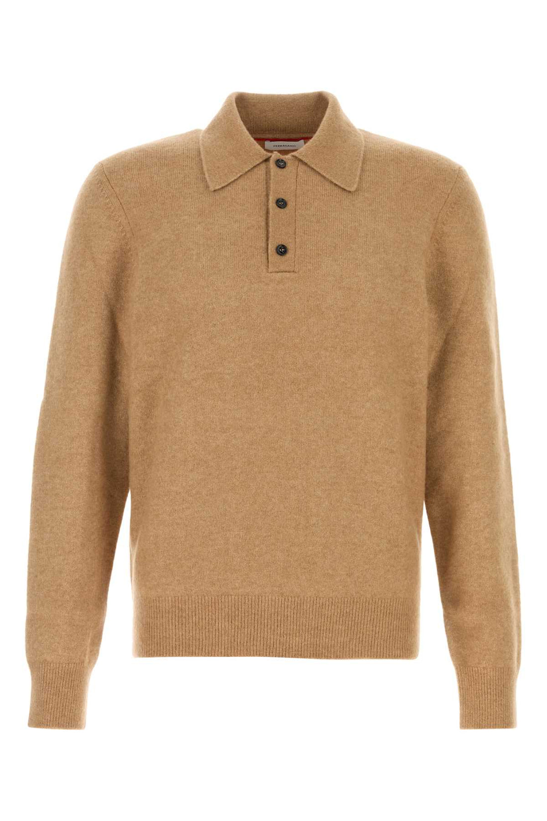 Salvatore Ferragamo Men Stretch Camel Blend Polo Shirt by Luosophy