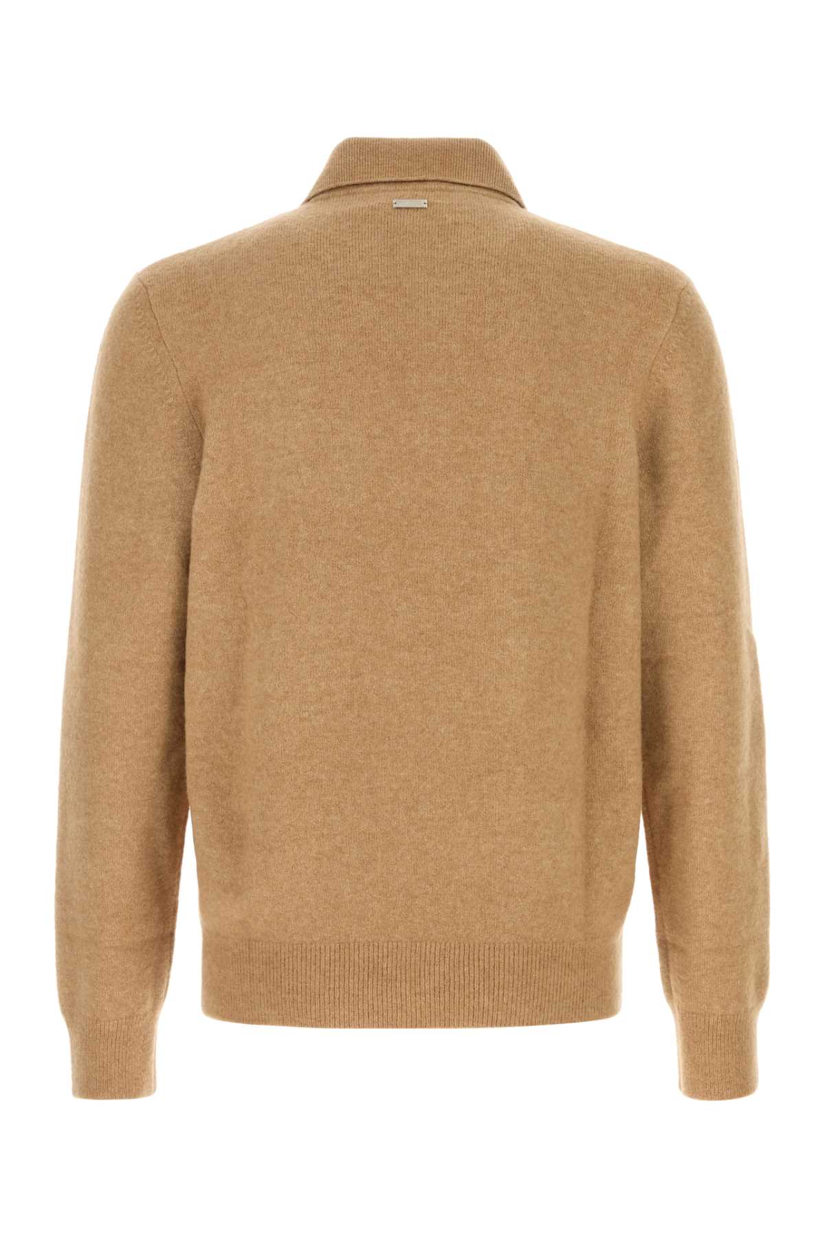 Salvatore Ferragamo Men Stretch Camel Blend Polo Shirt by Luosophy