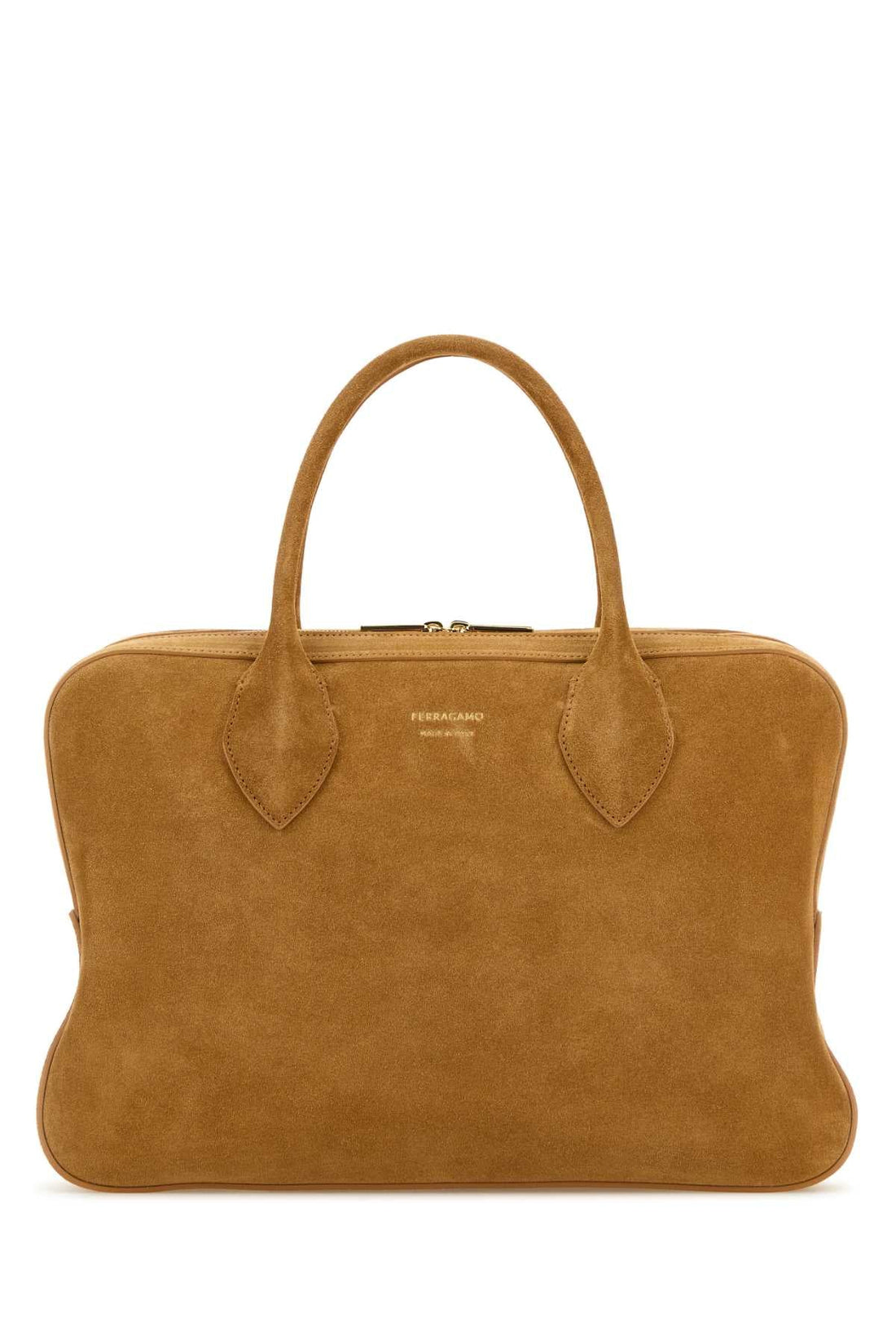 Salvatore Ferragamo Women Camel Suede Medium Handbag by Luosophy
