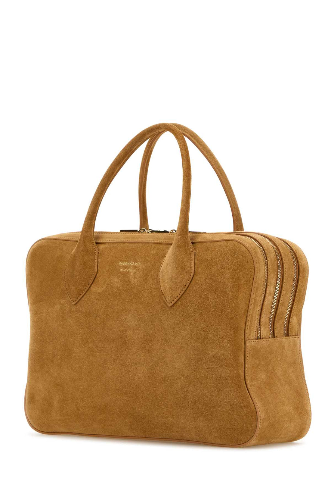 Salvatore Ferragamo Women Camel Suede Medium Handbag by Luosophy