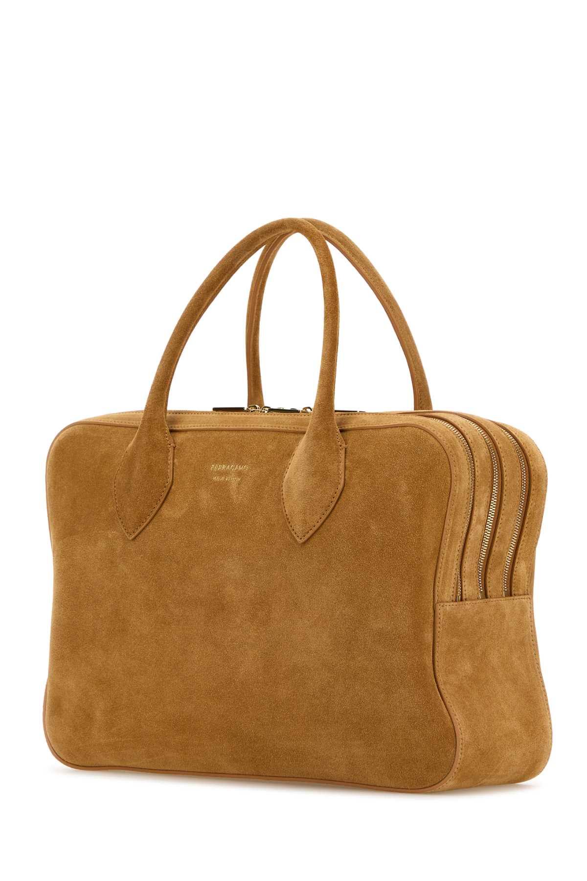 Salvatore Ferragamo Women Camel Suede Medium Handbag by Luosophy