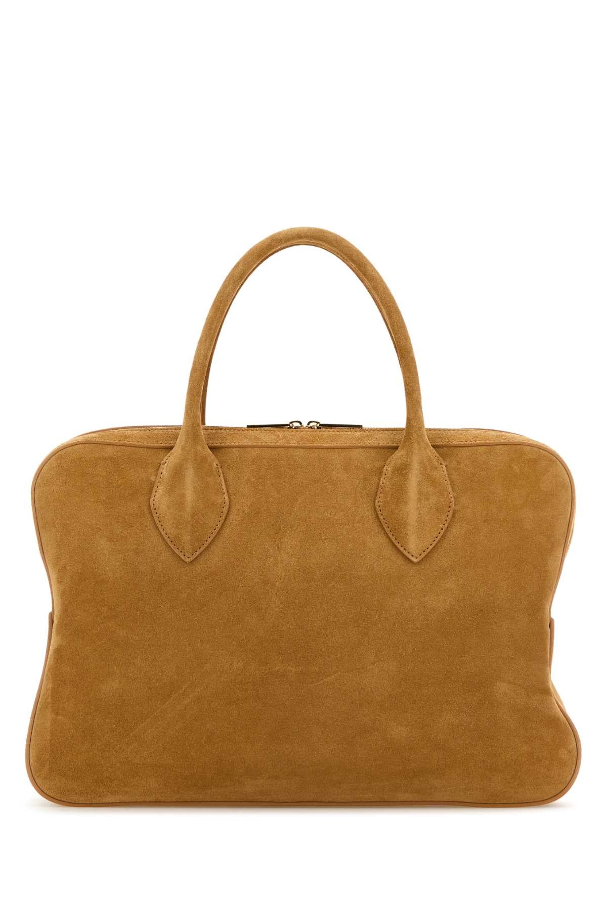 Salvatore Ferragamo Women Camel Suede Medium Handbag by Luosophy