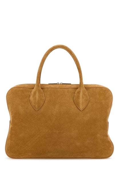 Salvatore Ferragamo Women Camel Suede Medium Handbag by Luosophy