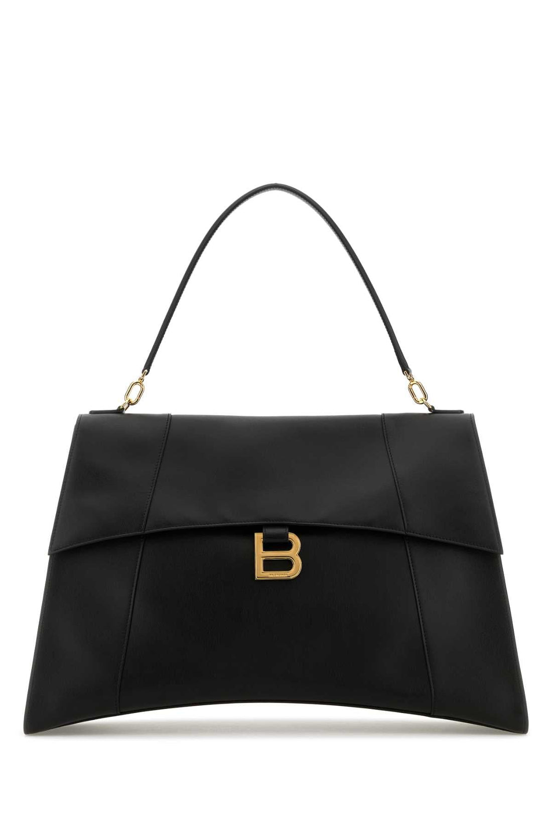 Balenciaga Women Black Leather Large Hourglass Soft Handbag by Luosophy