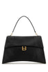 Balenciaga Women Black Leather Large Hourglass Soft Handbag by Luosophy
