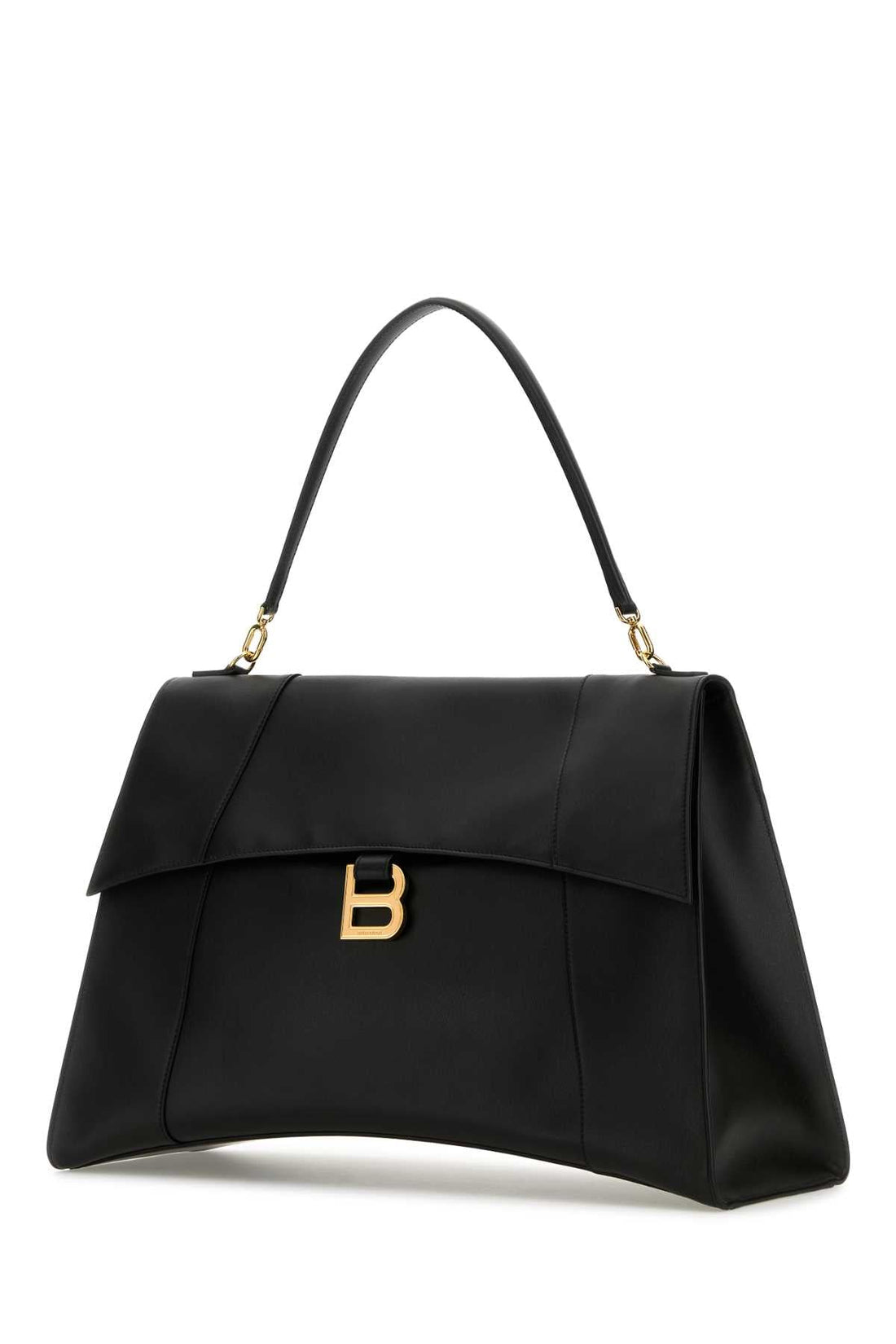 Balenciaga Women Black Leather Large Hourglass Soft Handbag by Luosophy