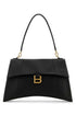 Balenciaga Women Black Leather Hourglass Shoulder Bag by Luosophy