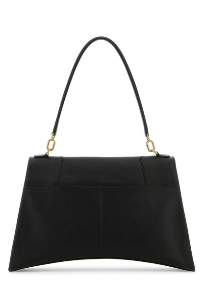 Balenciaga Women Black Leather Hourglass Shoulder Bag by Luosophy