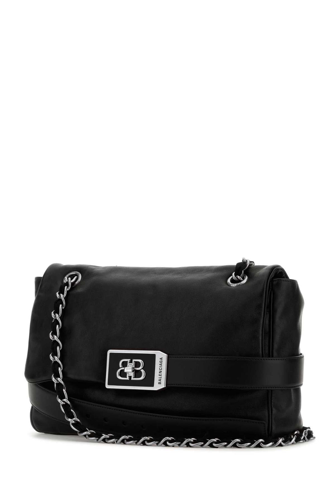 Balenciaga Women Black Leather Modu Shoulder Bag by Luosophy