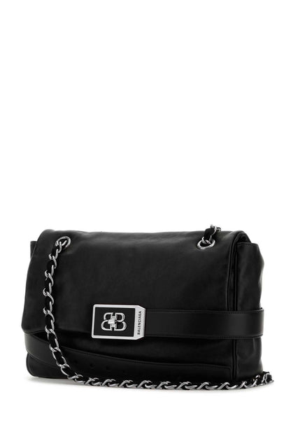 Balenciaga Women Black Leather Modu Shoulder Bag by Luosophy