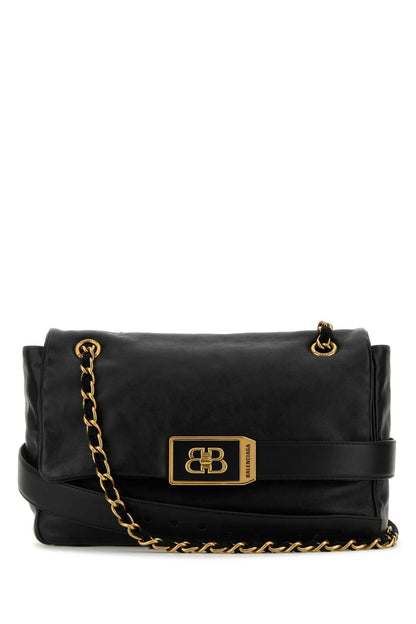 Balenciaga Women Black Leather Medium Modu Shoulder Bag by Luosophy