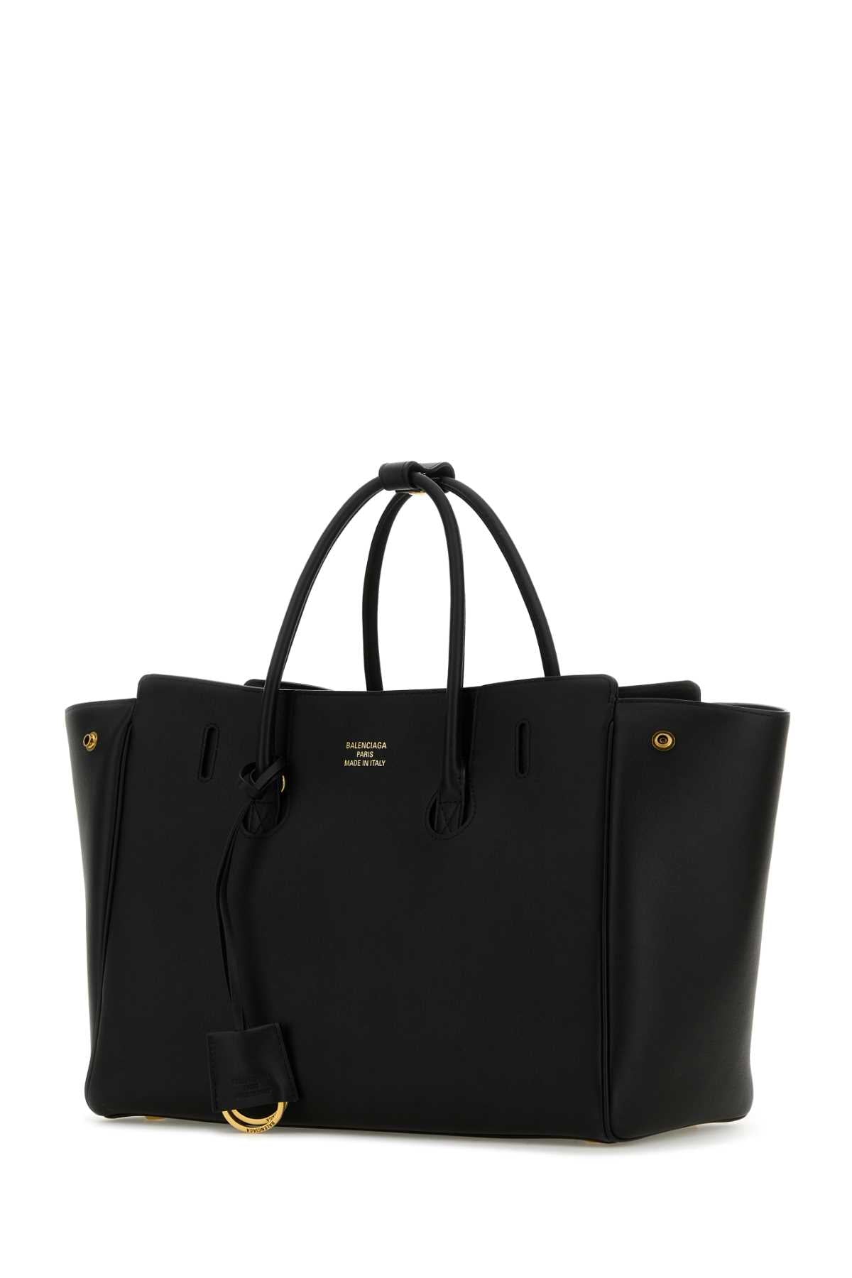 Balenciaga Women Black Leather Small Carry All Hempton Handbag by Luosophy