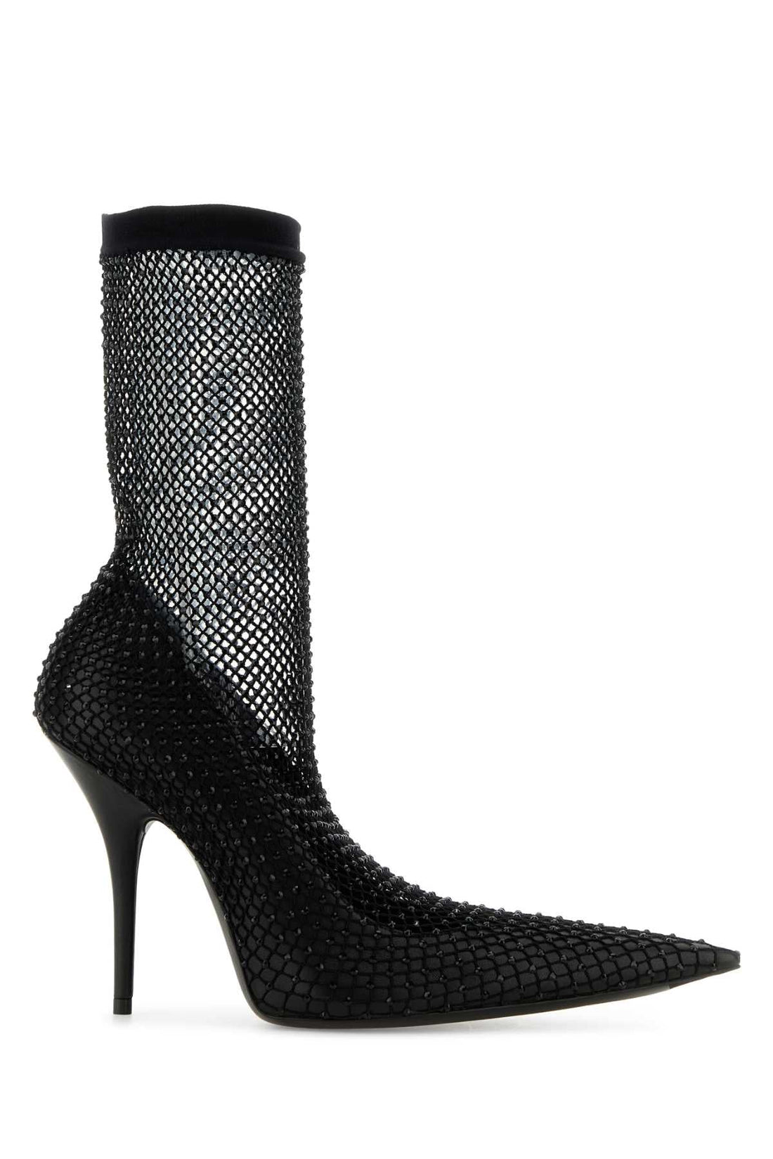 Balenciaga Women Black Nappa Leather And Mesh Avenue Ankle Boots by Luosophy