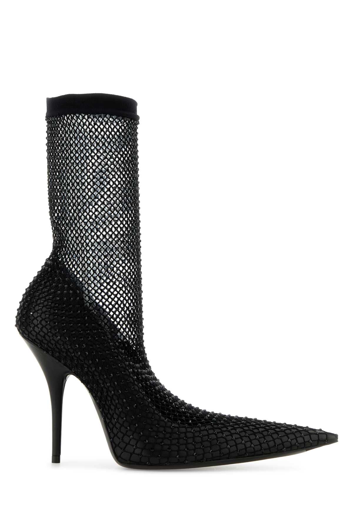 Balenciaga Women Black Nappa Leather And Mesh Avenue Ankle Boots by Luosophy