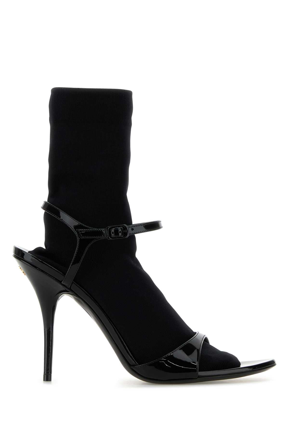 Balenciaga Women Black Leather Avenue Sock Sandals by Luosophy