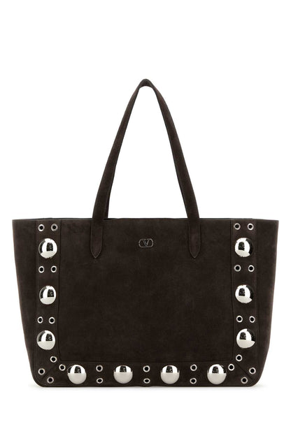 Valentino Garavani Women Brown Suede Nellcã´Te Shopping Bag by Luosophy