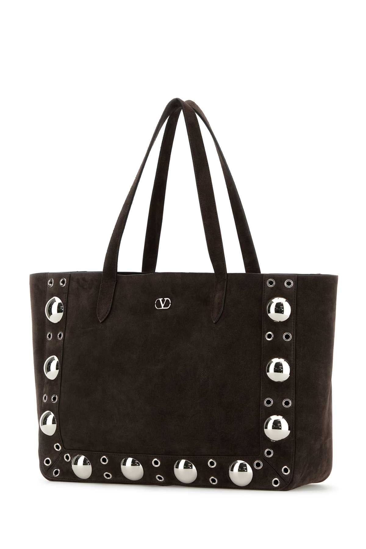 Valentino Garavani Women Brown Suede Nellcã´Te Shopping Bag by Luosophy