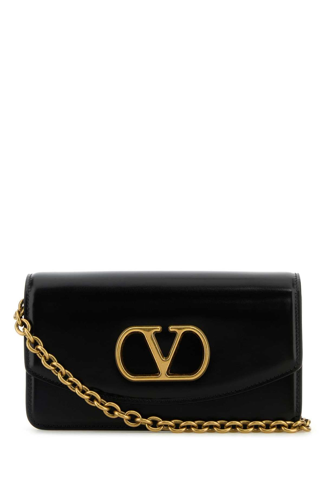 Valentino Garavani Women Black Leather Vlogo Signature Shoulder Bag by Luosophy