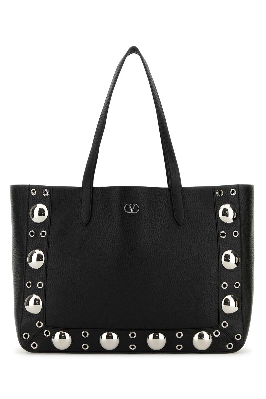 Valentino Garavani Women Black Leather Vlogo Signature Shopping Bag by Luosophy